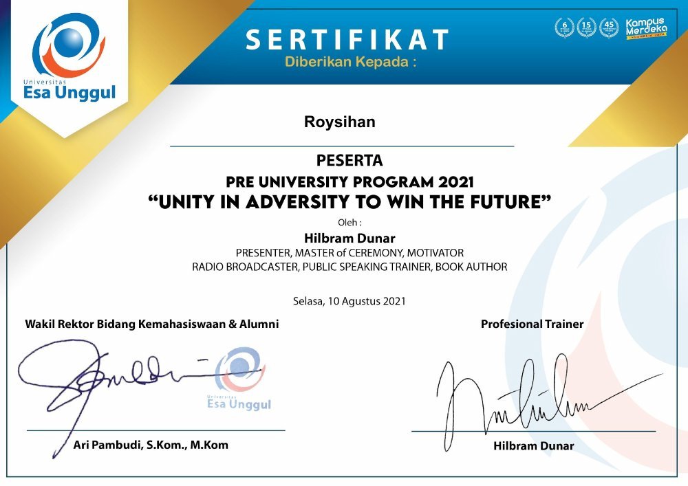 Pre University Program — Unity in Adversity to the Future