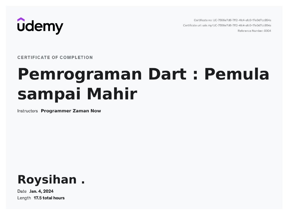 Pemrograman Dart: Pemula sampai Mahir