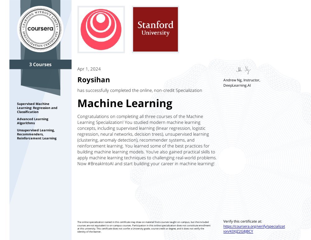Sampul sertifikat Machine Learning