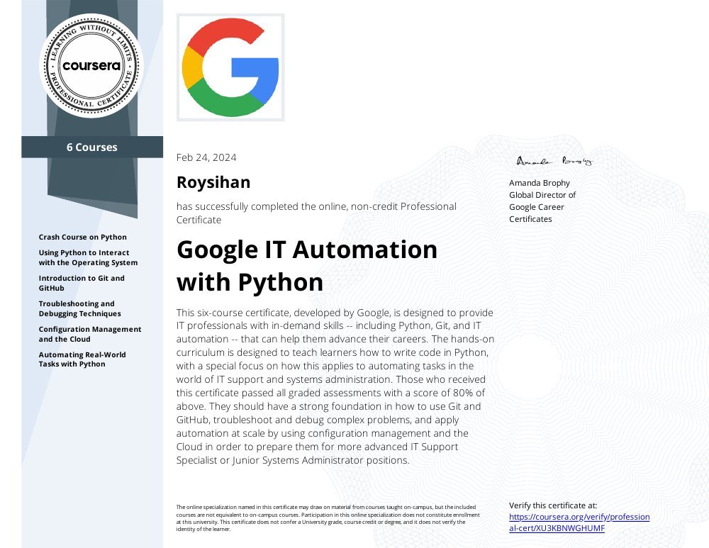 Google IT Automation with Python